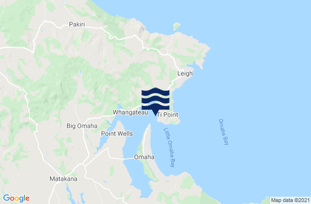 Whangateau Harbour, New Zealandの潮見表地図