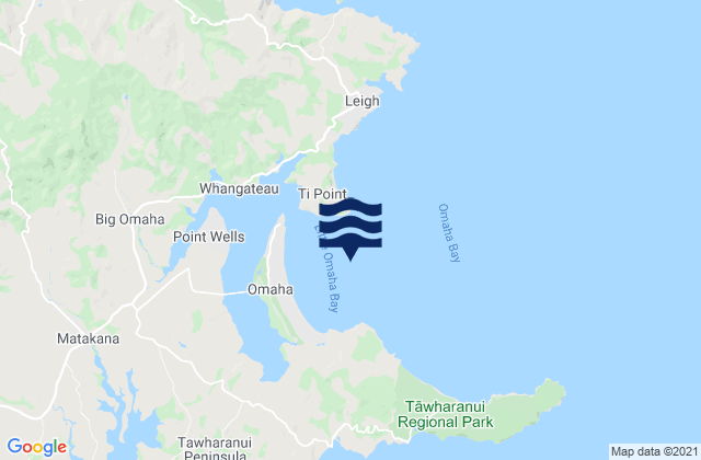Whangateau Harbour, New Zealandの潮見表地図