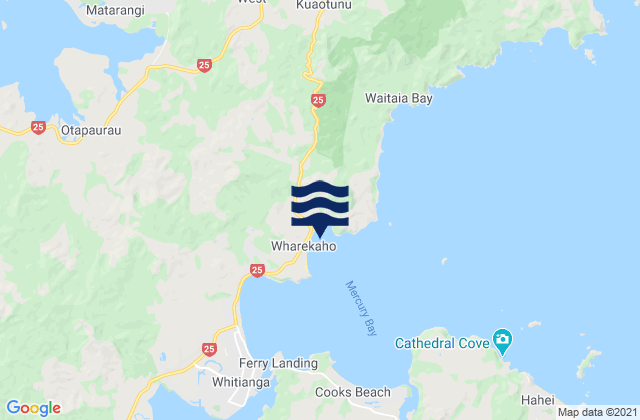 Wharekaho Beach, New Zealandの潮見表地図