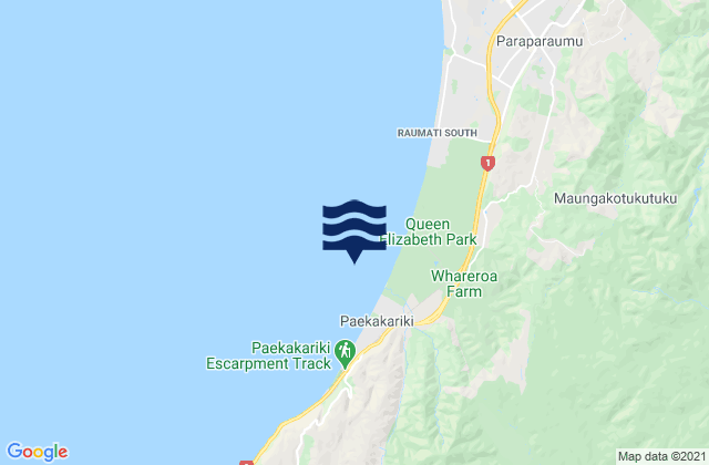 Whareroa Beach, New Zealandの潮見表地図
