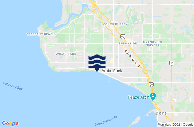 White Rock Beach, Canadaの潮見表地図