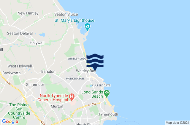 Whitley Bay, United Kingdomの潮見表地図