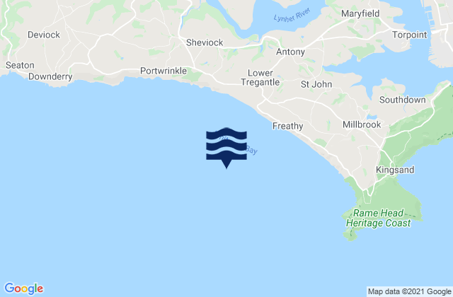 Whitsand Bay, United Kingdomの潮見表地図