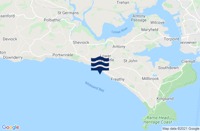 Whitsand Bay and Tregantle, United Kingdomの潮見表地図