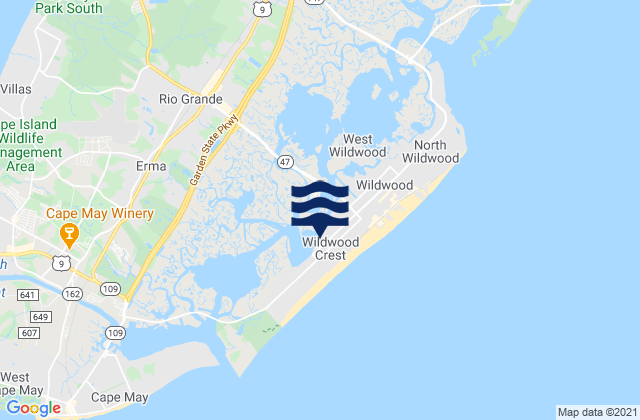 Wildwood Crest, United Statesの潮見表地図
