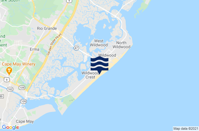 Wildwood Crest Ocean Pier, United Statesの潮見表地図