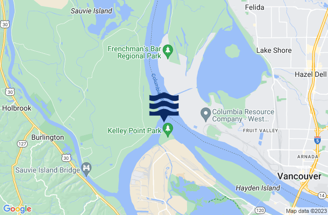 Willamette River, United Statesの潮見表地図