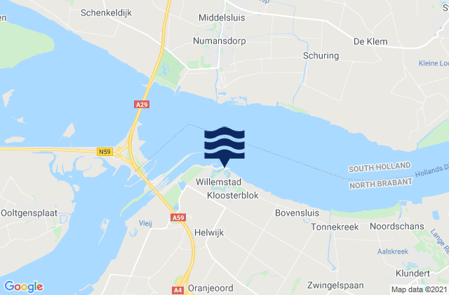 Willemstad, Netherlandsの潮見表地図