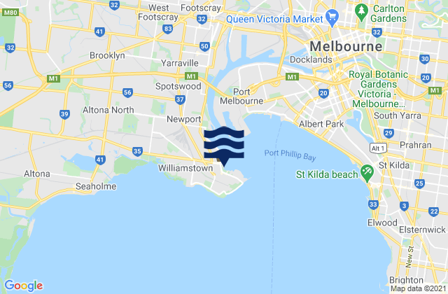 Williamstown, Australiaの潮見表地図