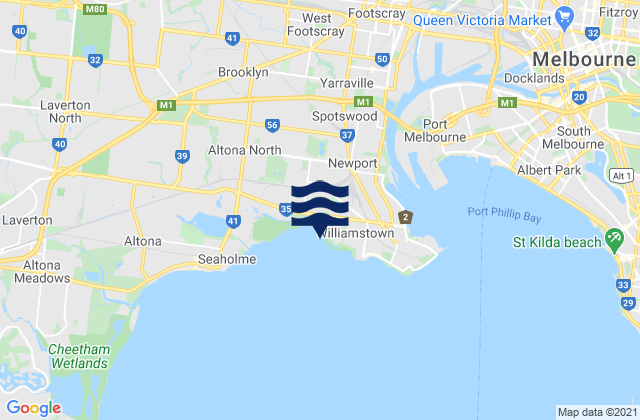 Williamstown North, Australiaの潮見表地図