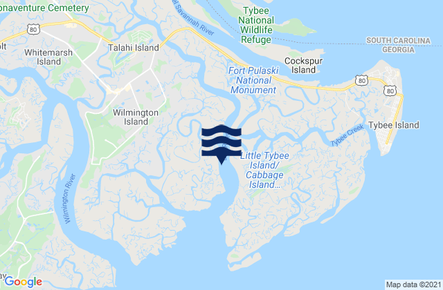 Wilmington Island, United Statesの潮見表地図