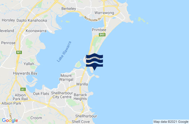 Windang Beach, Australiaの潮見表地図