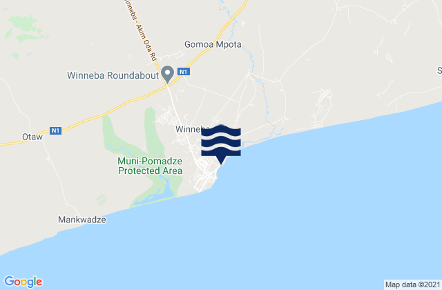 Winneba, Ghanaの潮見表地図