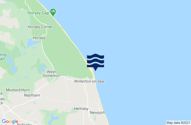 Winterton-on-Sea Beach, United Kingdomの潮見表地図