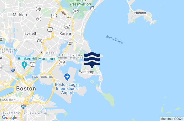Winthrop, United Statesの潮見表地図