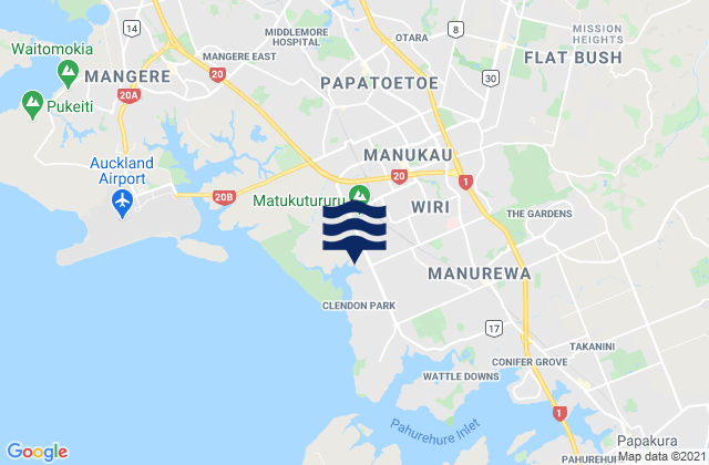 Wiri, New Zealandの潮見表地図