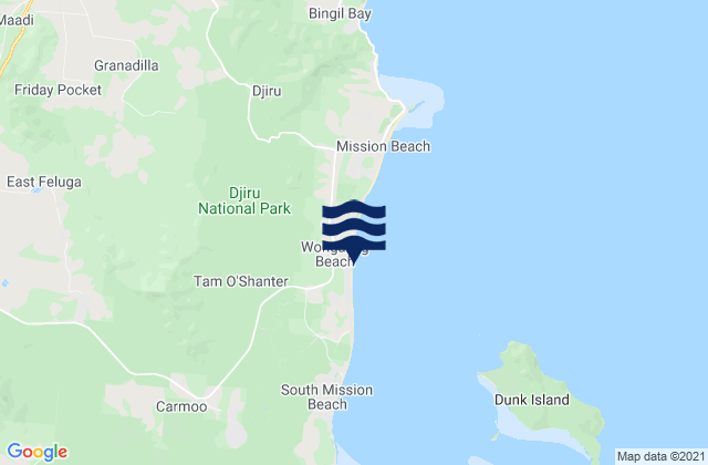 Wongaling Beach, Australiaの潮見表地図