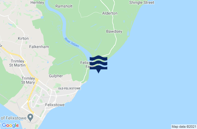 Woodbridge Haven, United Kingdomの潮見表地図