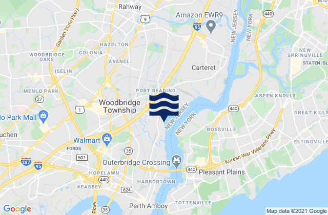 Woodbridge, United Statesの潮見表地図