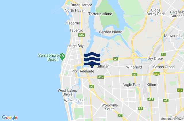 Woodville, Australiaの潮見表地図