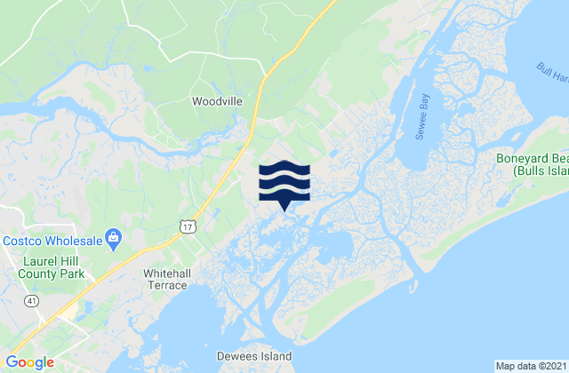 Woodville, United Statesの潮見表地図