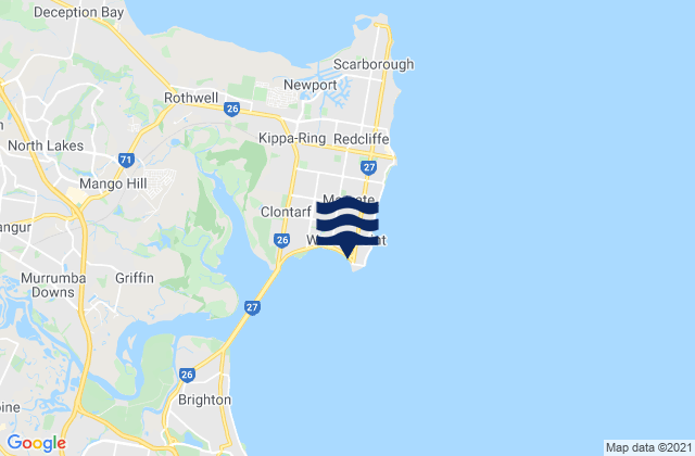 Woody Point Beach, Australiaの潮見表地図
