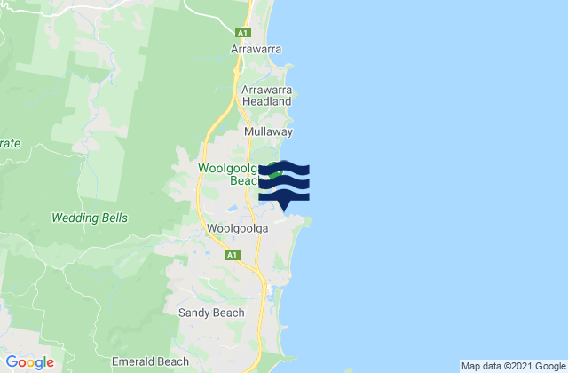 Woolgoolga, Australiaの潮見表地図
