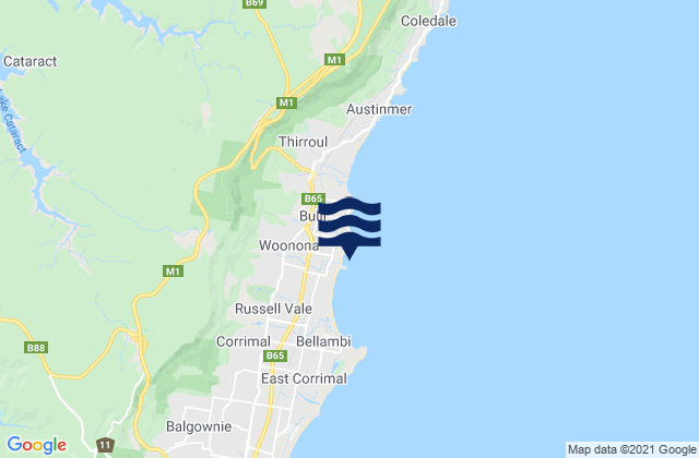 Woonona, Australiaの潮見表地図