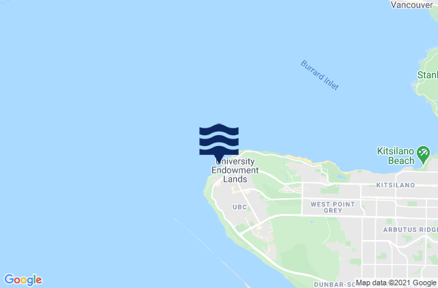 Wreck Beach, Canadaの潮見表地図