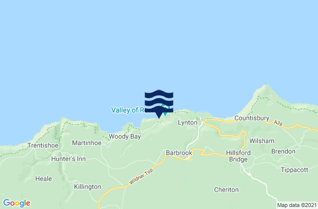 Wringcliff Beach, United Kingdomの潮見表地図