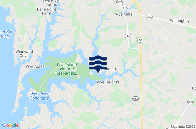 Wye Landing, United Statesの潮見表地図