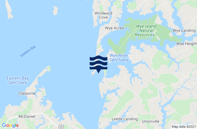 Wye River west of Bruffs Island, United Statesの潮見表地図