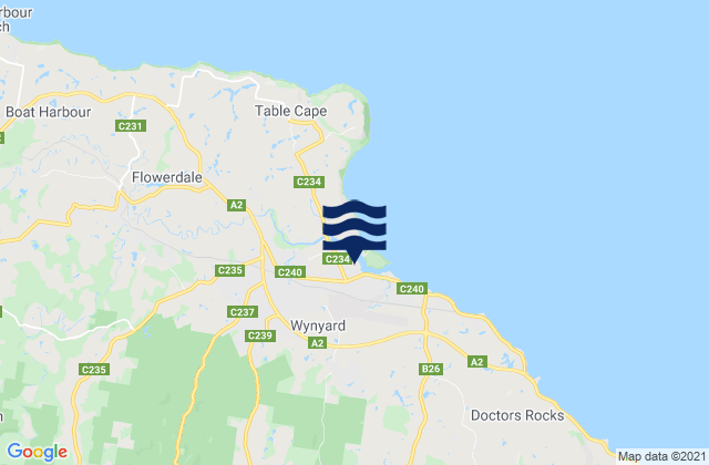 Wynyard, Australiaの潮見表地図