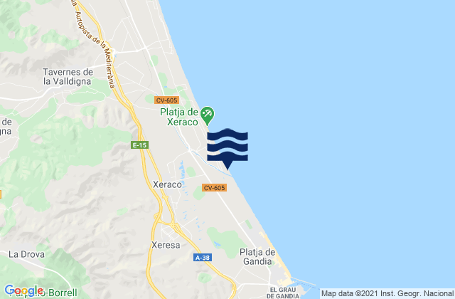 Xeresa, Spainの潮見表地図