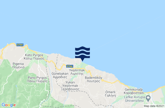 Xeróvounos, Cyprusの潮見表地図