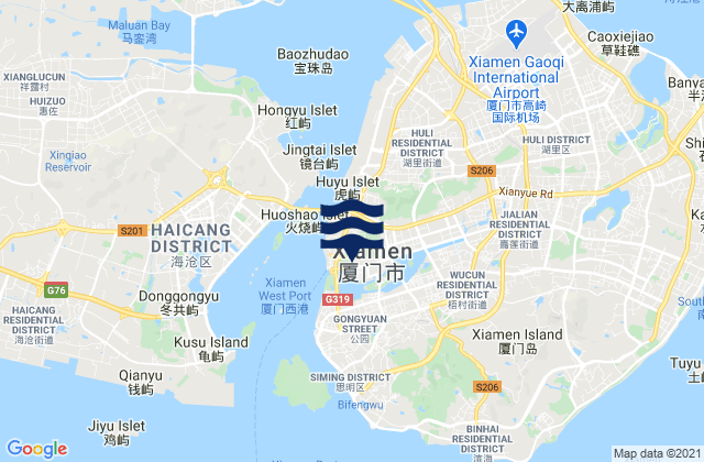 Xiamen, Chinaの潮見表地図