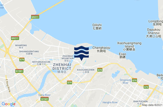 Xiaogang, Chinaの潮見表地図