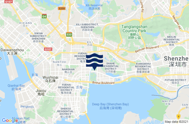 Xili, Chinaの潮見表地図