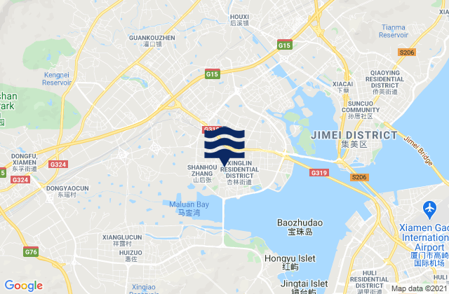 Xinglin, Chinaの潮見表地図