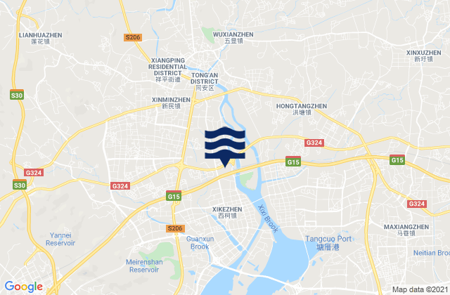 Xinmin, Chinaの潮見表地図