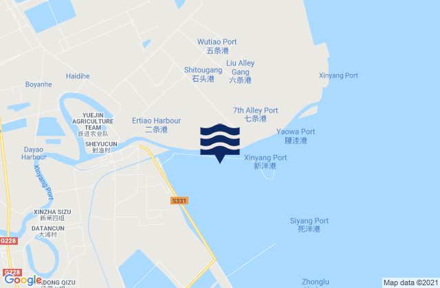 Xinyang Gang, Chinaの潮見表地図