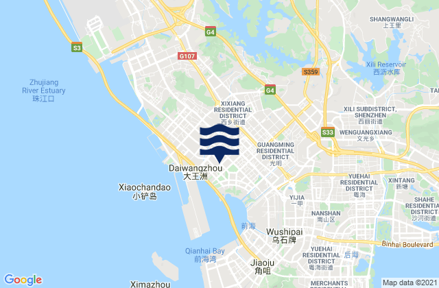 Xixiang, Chinaの潮見表地図