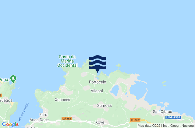 Xove, Spainの潮見表地図