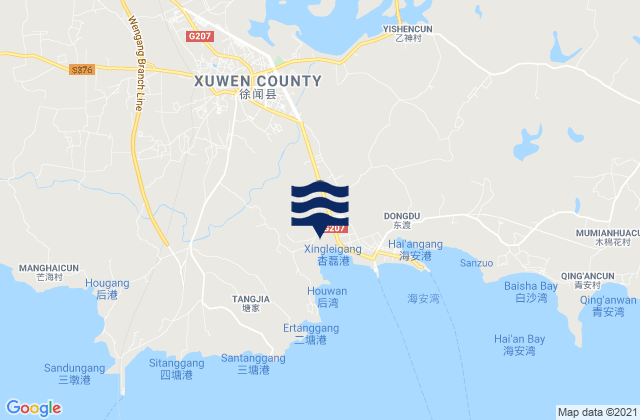 Xucheng, Chinaの潮見表地図