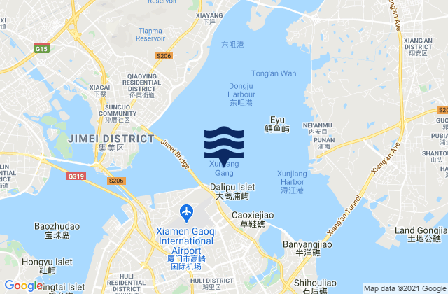 Xunjiang Gang, Chinaの潮見表地図