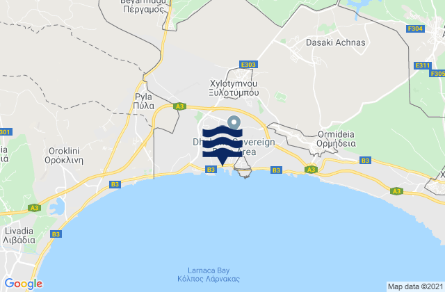 Xylotýmvou, Cyprusの潮見表地図