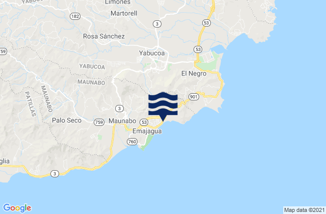 Yabucoa Barrio-Pueblo, Puerto Ricoの潮見表地図