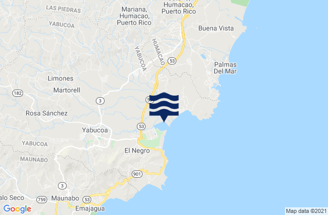 Yabucoa Harbor, Puerto Ricoの潮見表地図