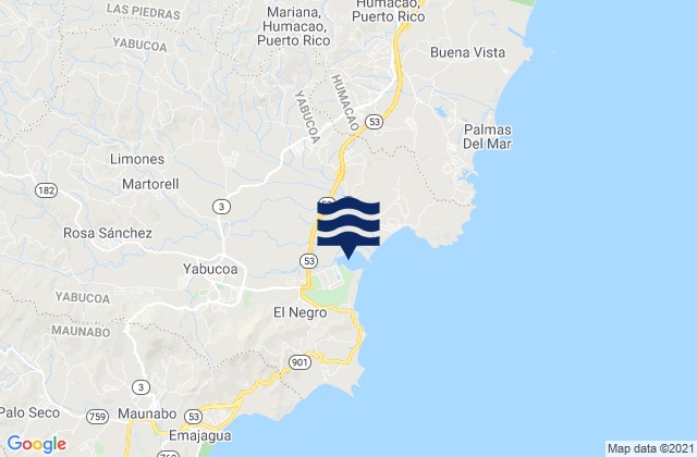 Yabucoa Municipio, Puerto Ricoの潮見表地図