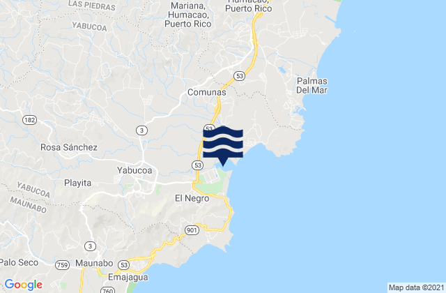 Yabucoa, Puerto Ricoの潮見表地図